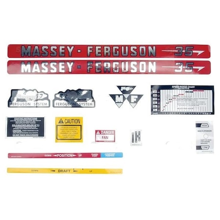 Aftermarket Basic Decal Set Fits Massey Ferguson MF 35 MF35 Tractor 189100M1